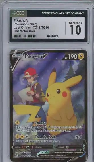 Pokemon Lost Origin Pikachu V Character Rare Graded Card TG16 [CGC 10]