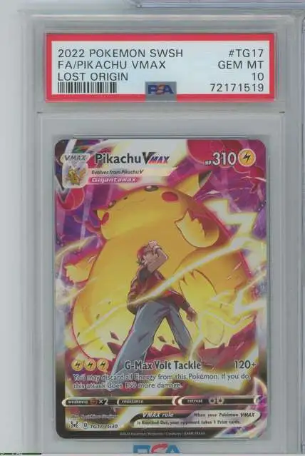 Trading Card Game Pokemon Swsh Pikachu VMAX Full Art Graded Card TG17 [PSA 10]