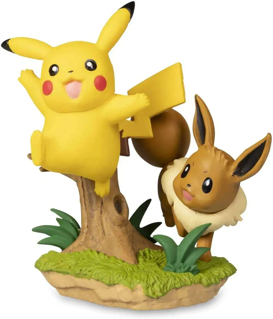 Brinquedo Peão Kit Com 2 Pokemon Pikachu E Eevee + Pokebola