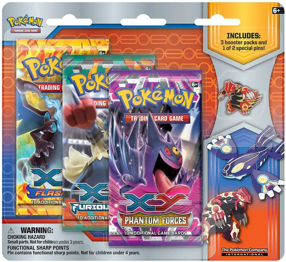 Pokemon XY Primal Groudon Pin Collection 3 Booster Packs Pin Pokemon ...