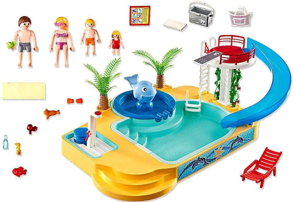 Playmobil Fun Childrens Pool with Whale Fountain Set 5433 - ToyWiz