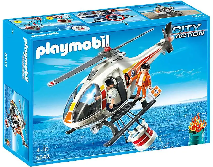 menu musicus Vertellen Playmobil City Action Fire Fighting Helicopter Set 5542 - ToyWiz