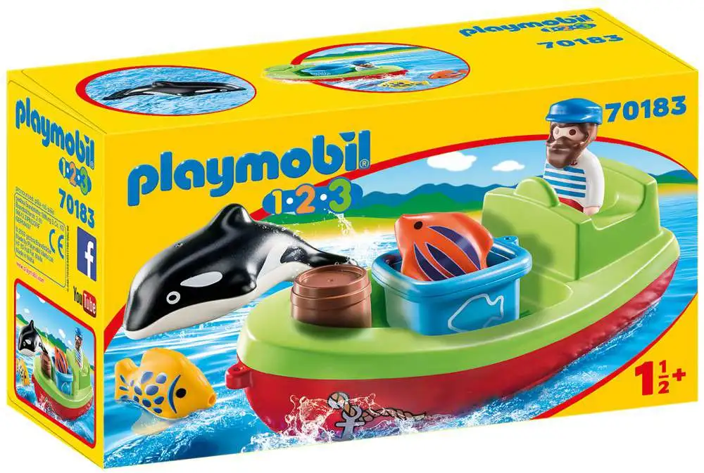 Playmobil 1.2.3 Fisherman with Boat Set #70183