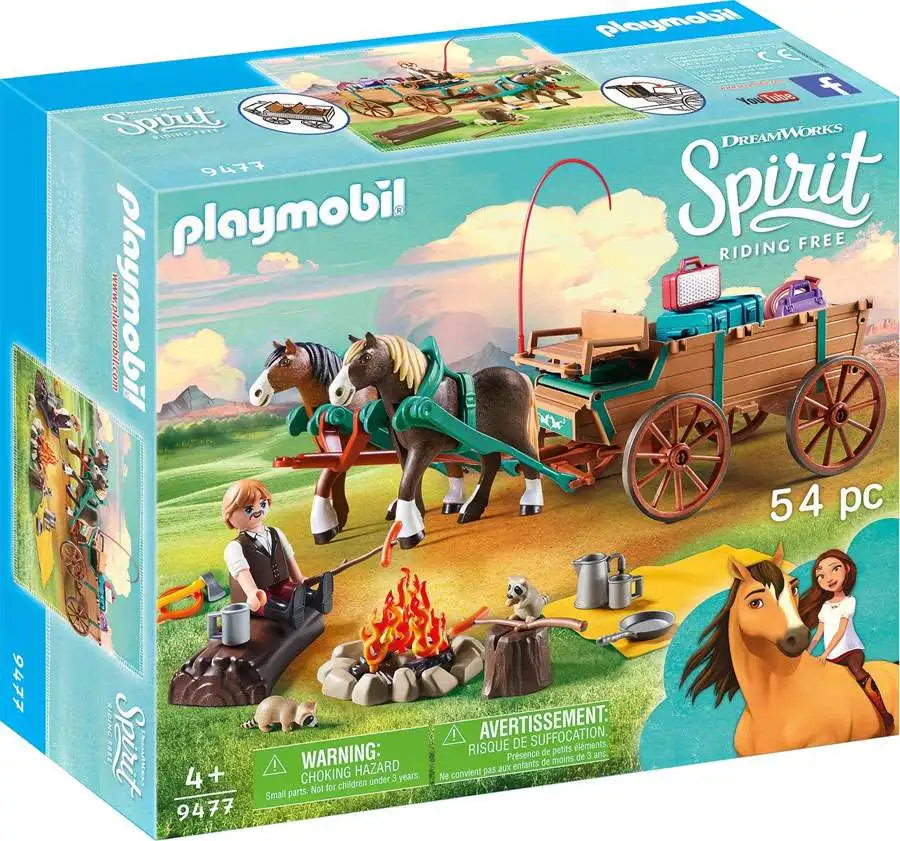 lyd Perle Mindful Playmobil Spirit Riding Free Luckys Dad and Wagon Set 9477 - ToyWiz