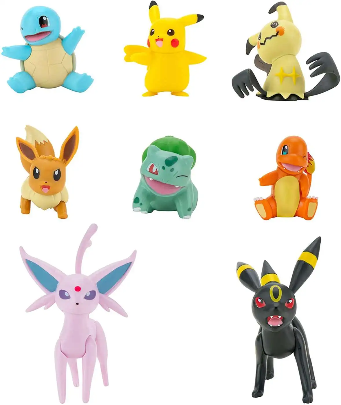 Pokemon Battle Figure Charmander, Bulbasaur, Squirtle, Pikachu, Eevee,  Mimikyu, Umbreon & Espeon 3-Inch Figure Multi 8-Pack