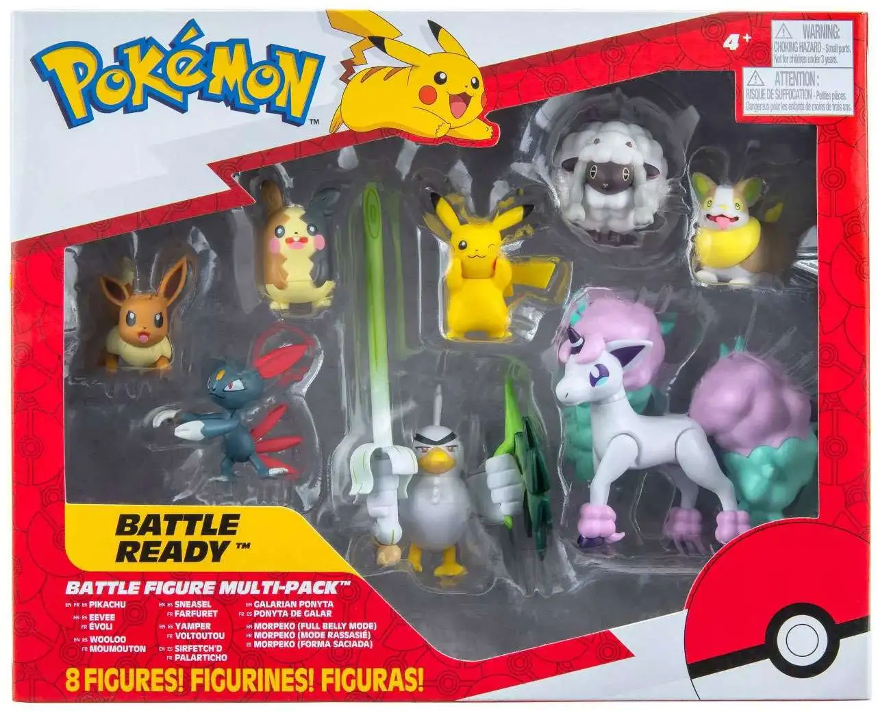 Pokemon Battle Ready Pikachu, Eevee, Wooloo, Yamper, Sirfetchd, Galarian Ponyta Exclusive 3 Mini 8-Pack Jazwares - ToyWiz