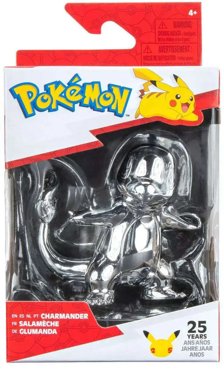Pokemon 25th Celebration 3-Inch Silver Charmander Figure *BRAND NEW* 