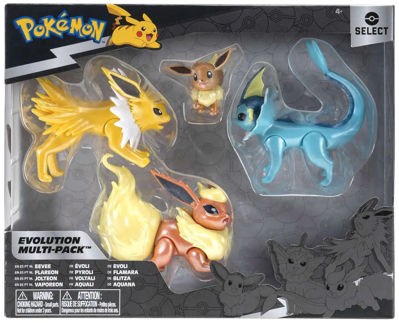 Pokemon Select Eevee, Flareon, Jolteon & Vaporeon Exclusive 3-Inch  Evolution Figure 4-Pack