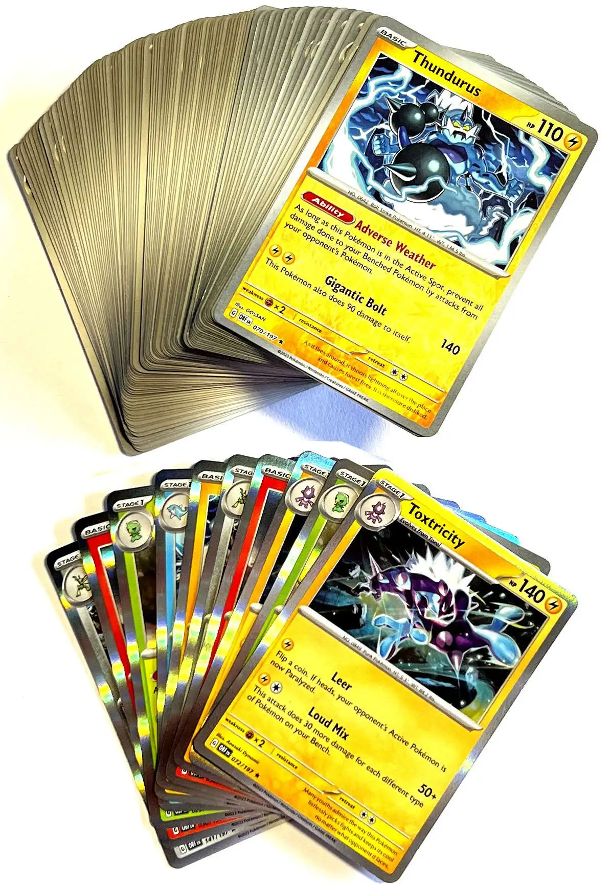 Pokemon Scarlet & Violet Obsidian Flames Obsidian Flames LOT of 100 Single Cards [10 Rares, 20 Reverse Foils 70 Uncommons/Commons!]