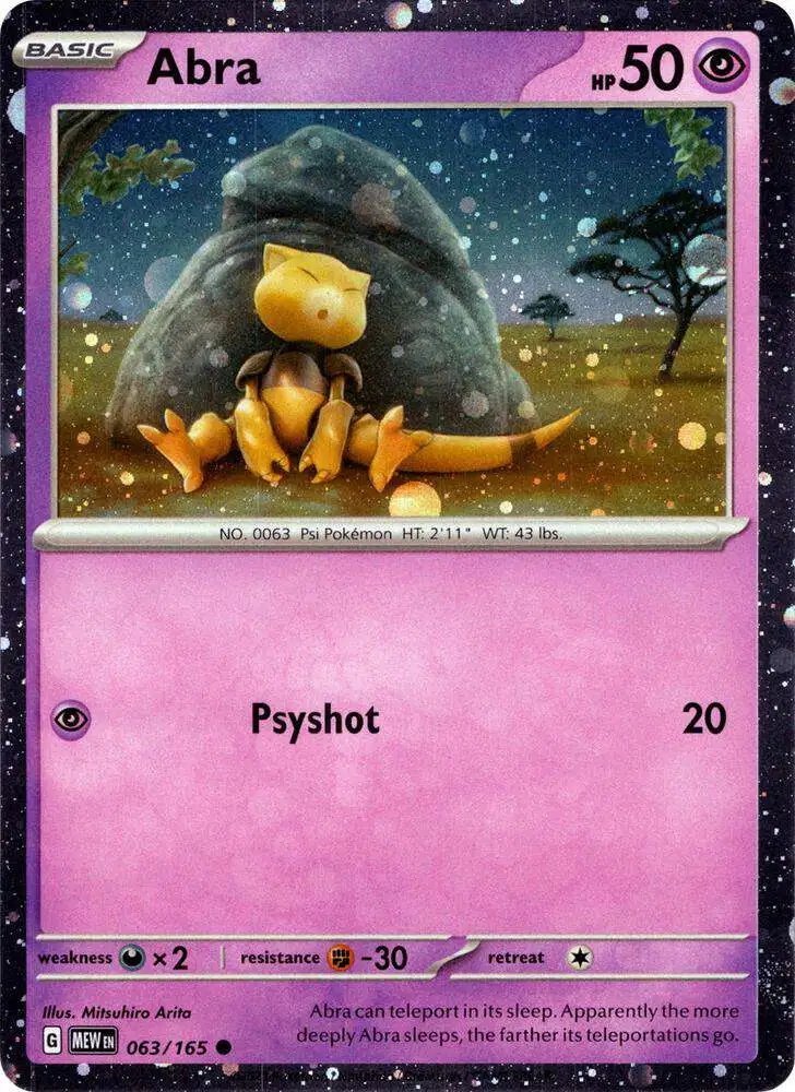 Pokemon Scarlet & Violet 151 Common Abra #63 [Cosmo Holo]