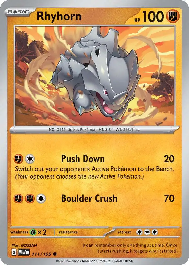 Pokemon Scarlet & Violet 151 Common Rhyhorn #111