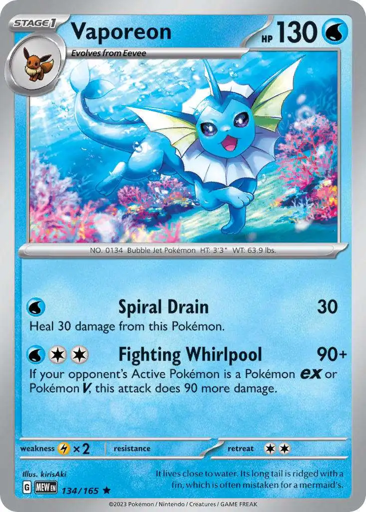 Pokemon Scarlet & Violet 151 Rare Vaporeon #134