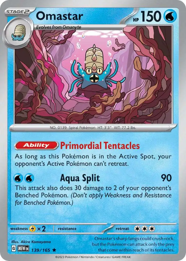 Pokemon Scarlet & Violet 151 Rare Omastar #139