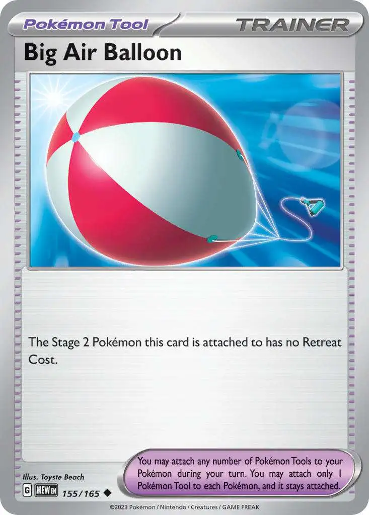 Scarlet & Violet 151 Uncommon Big Air Balloon Pokemon Tool #155