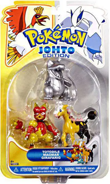 Pokemon Johto Edition Series 17 Silver Totodile, Magmar & Girafarig Figure 3-Pack