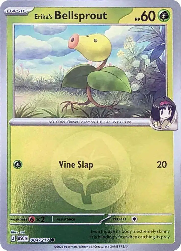 Pokemon Trading Card Game Ascended Heroes Common Erika's Bellsprout #004 [Energy Symbol Pattern]