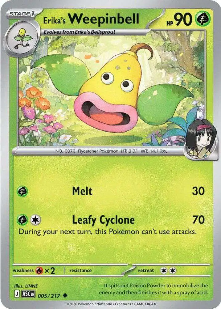 Pokemon Trading Card Game Ascended Heroes Uncommon Erika's Weepinbell #005