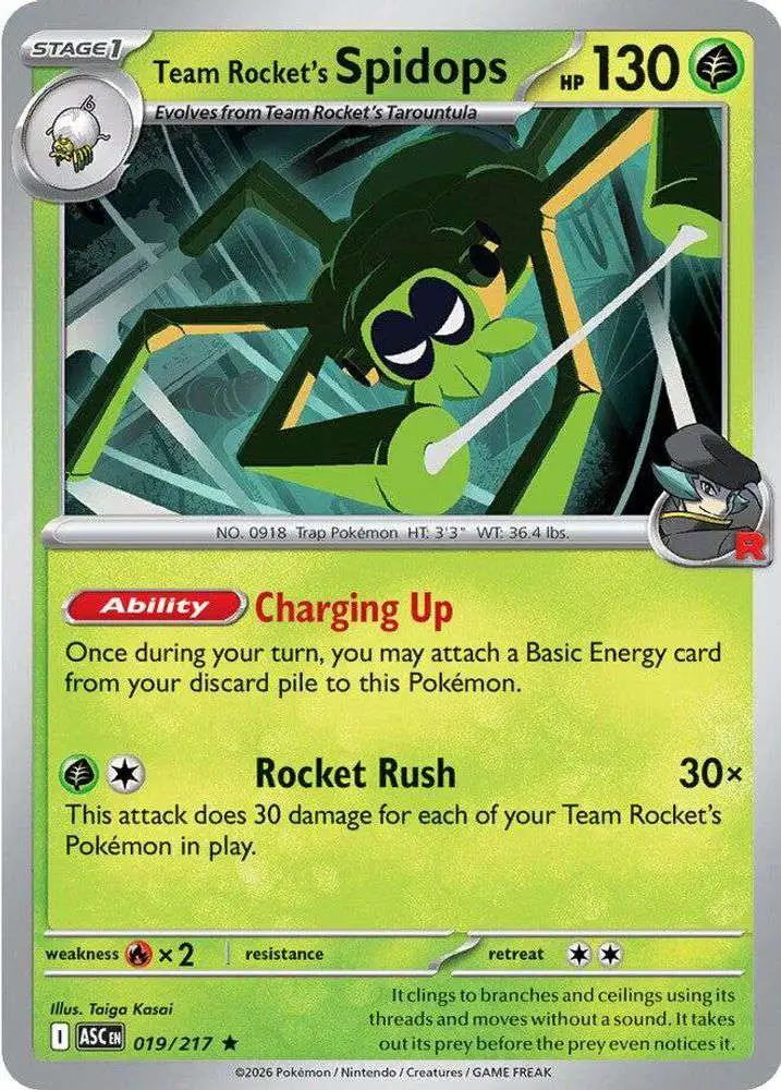 Pokemon Trading Card Game Ascended Heroes Single Card Rare Team Rockets Spidops 019 - ToyWiz Pokemon Trading Card Game Ascended Heroes Single Card Rare Team Rockets Spidops 019 - ToyWiz
