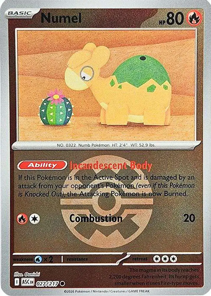Pokemon Trading Card Game Ascended Heroes Common Numel #027 [Quick Ball]