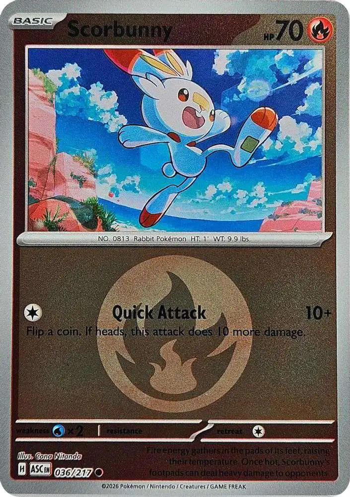 Pokemon Trading Card Game Ascended Heroes Common Scorbunny #036 [Energy Symbol Pattern]
