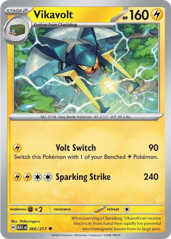 Pokemon Trading Card Game Ascended Heroes Uncommon Vikavolt #066