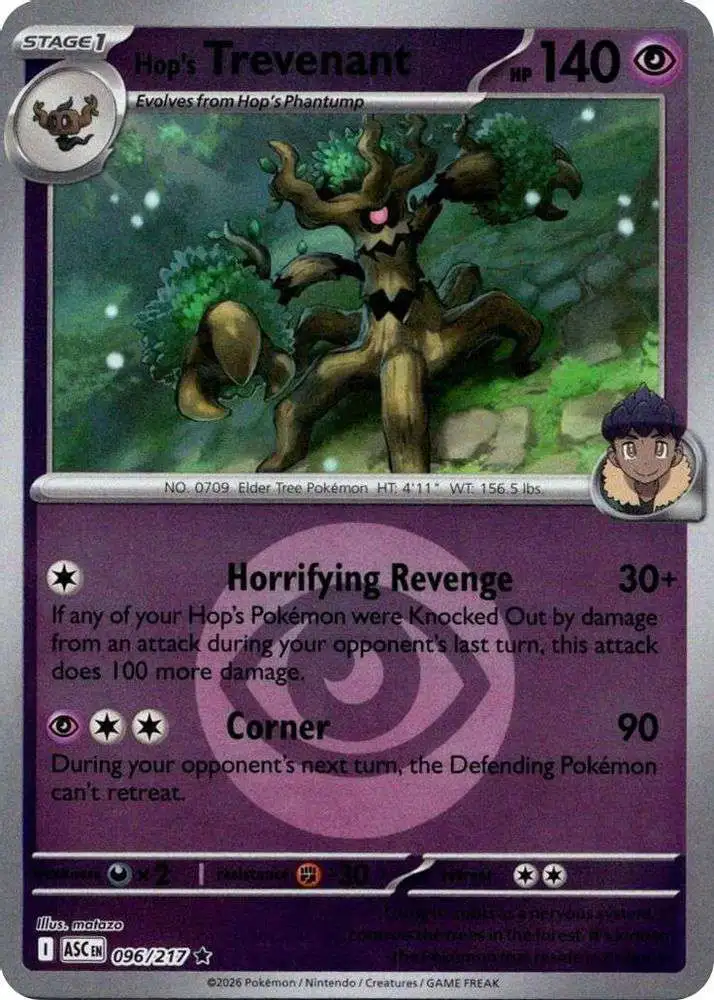 Pokemon Trading Card Game Ascended Heroes Single Card Rare Hops Trevenant  096 Energy Symbol Pattern - ToyWiz