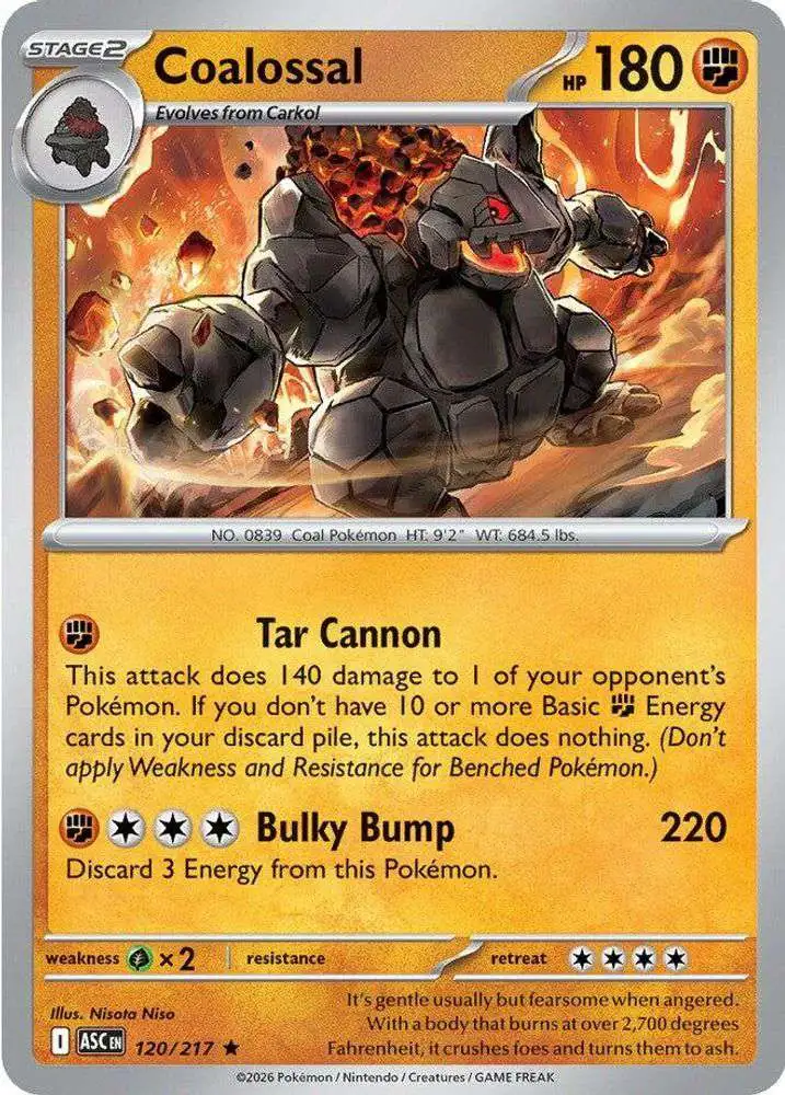 Pokemon Trading Card Game Ascended Heroes Single Card Rare Coalossal 120 -  ToyWiz