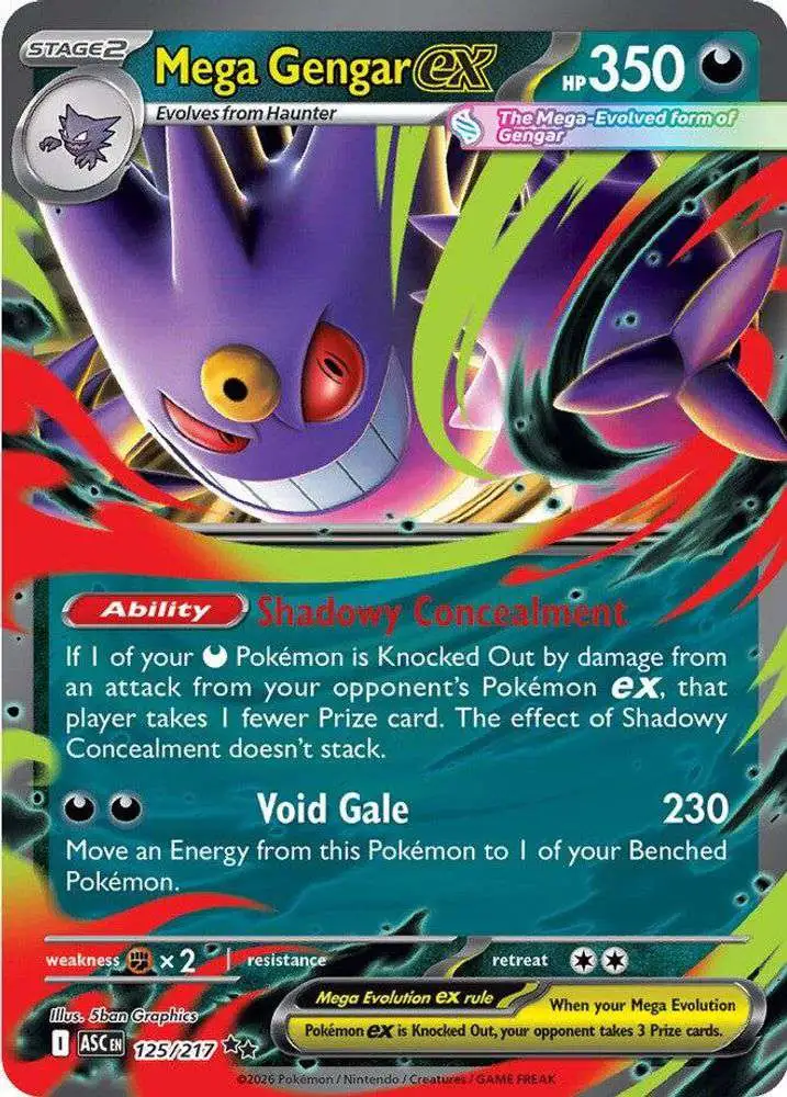 Pokemon Trading Card Game Ascended Heroes Double Rare Mega Gengar ex #125