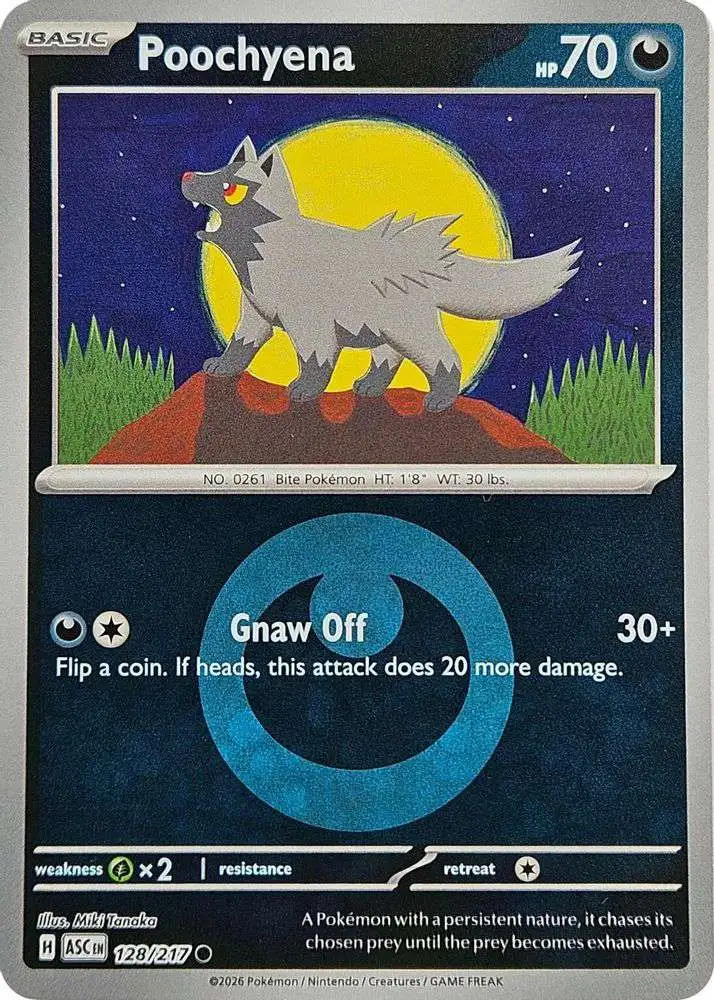 Pokemon Trading Card Game Ascended Heroes Common Poochyena #128 [Energy Symbol Pattern]