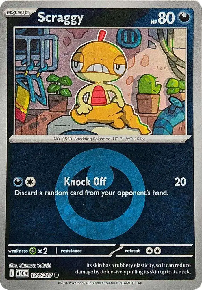 Pokemon Trading Card Game Ascended Heroes Common Scraggy #134 [Energy Symbol Pattern]