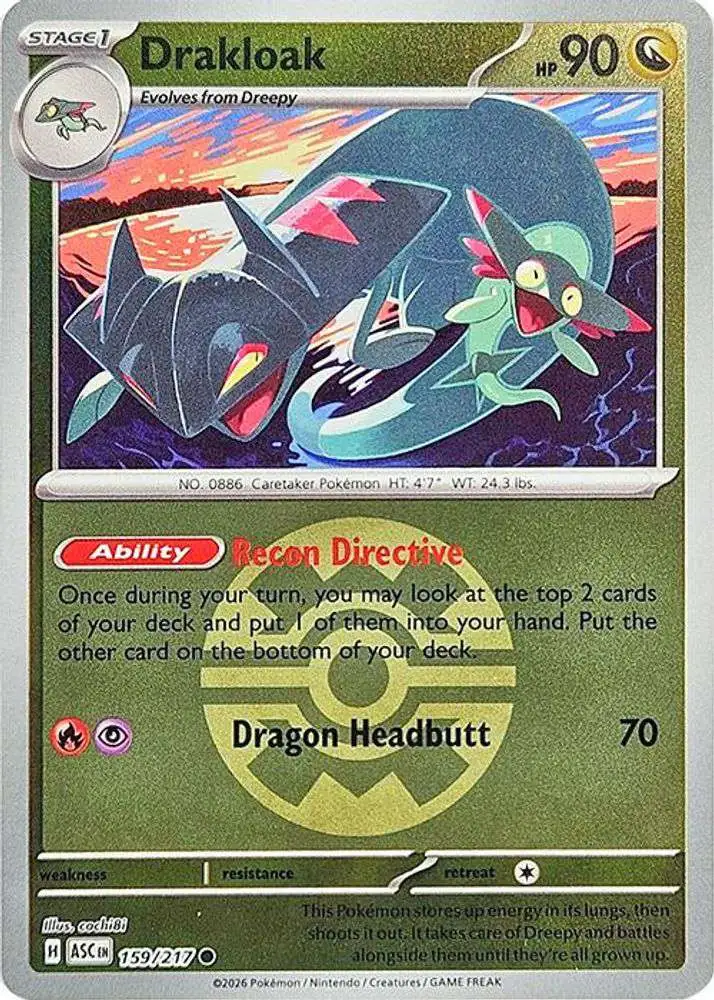 Pokemon Trading Card Game Ascended Heroes Common Drakloak #159 [Quick Ball]