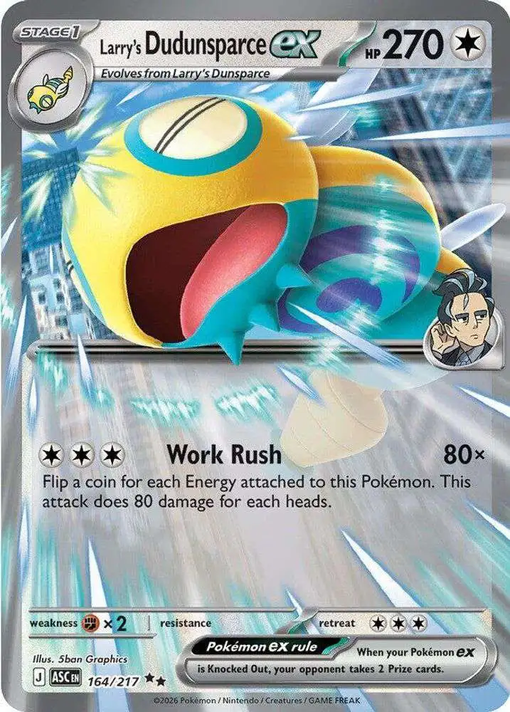 Pokemon Trading Card Game Ascended Heroes Single Card Double Rare Larrys  Dudunsparce ex 164 - ToyWiz