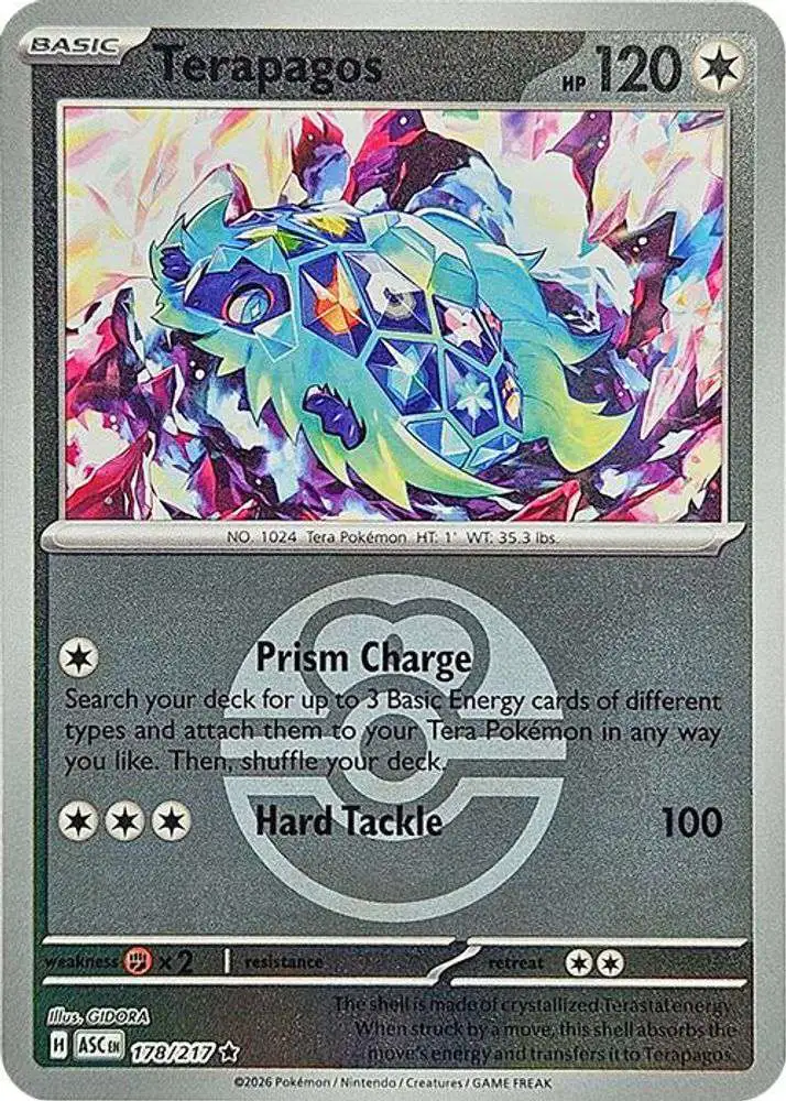Pokemon Trading Card Game Ascended Heroes Single Card Rare Terapagos 178  Love Ball - ToyWiz