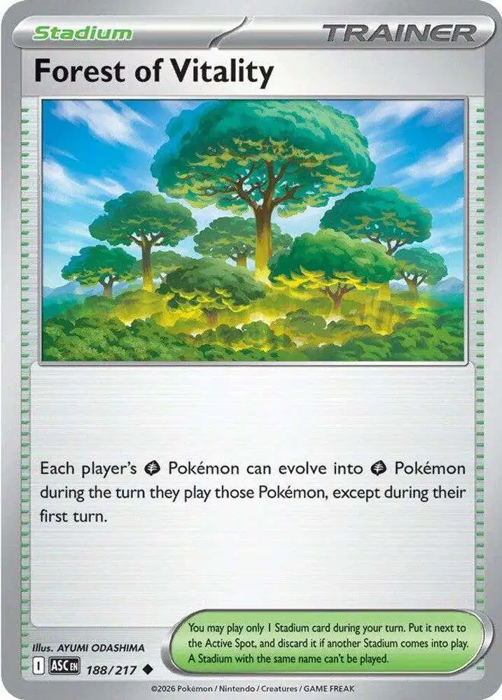 Pokemon Trading Card Game Ascended Heroes Single Card Uncommon Forest of Vitality 188 - ToyWiz Pokemon Trading Card Game Ascended Heroes Single Card Uncommon Forest of Vitality 188 - ToyWiz