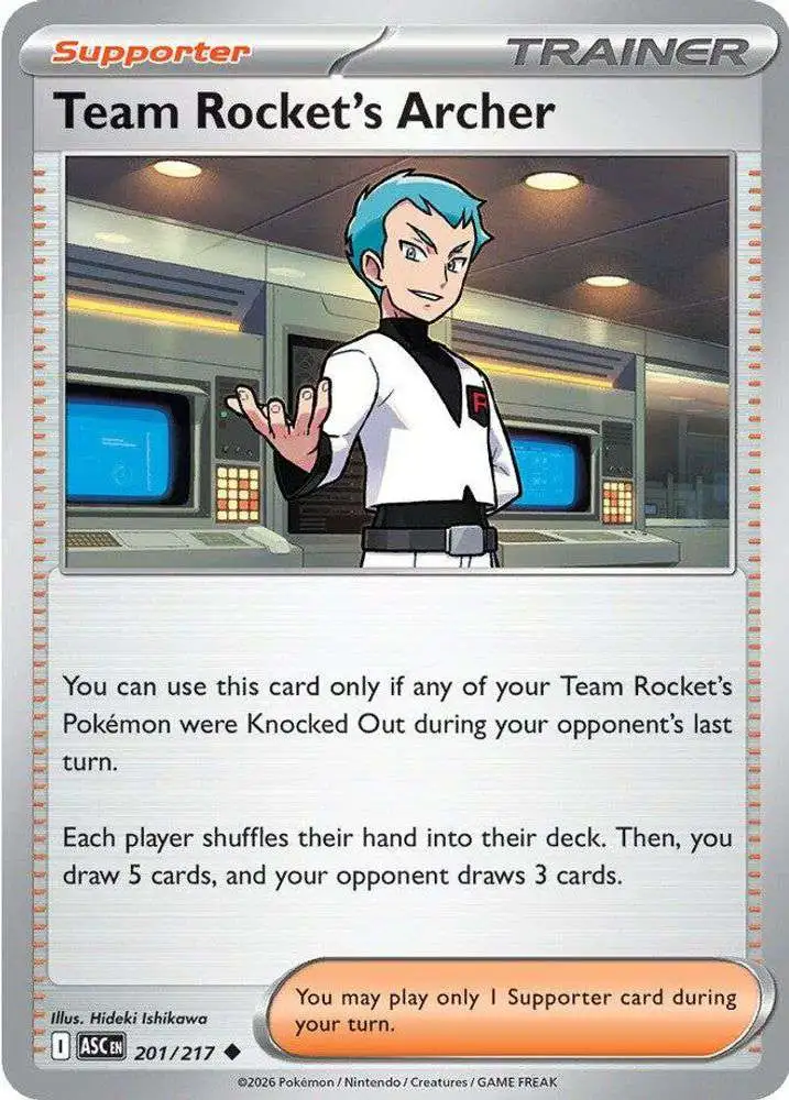 Pokemon Trading Card Game Ascended Heroes Single Card Uncommon Team Rockets  Archer 201 - ToyWiz