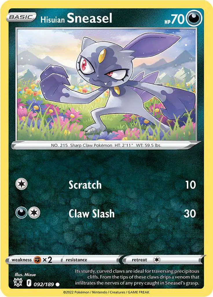 Pokemon Trading Card Game Sword & Shield Astral Radiance Common Hisuian Sneasel #92