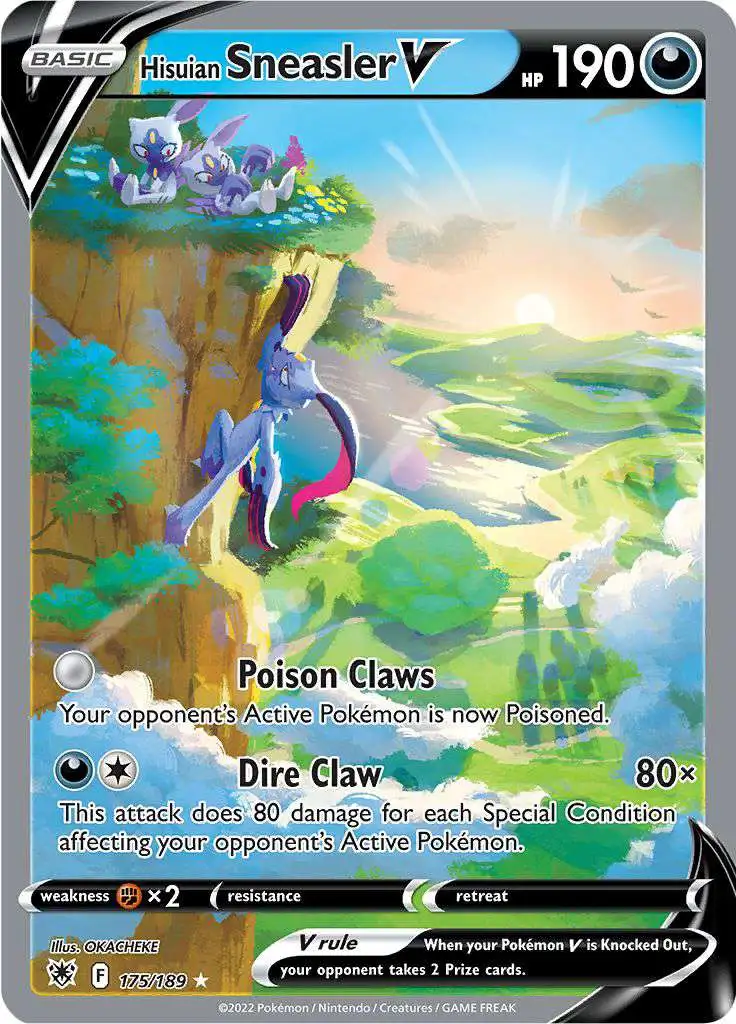 hisuian pokemon cards Full Art/Hisuian Sneasler V (175) 2022 Sword & Shield Astral Radiance Rare Card Type Pokemon Trading Card Game Sword