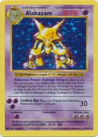 Pokemon Base Set Single Card Holo Rare Alakazam 1 Shadowless
