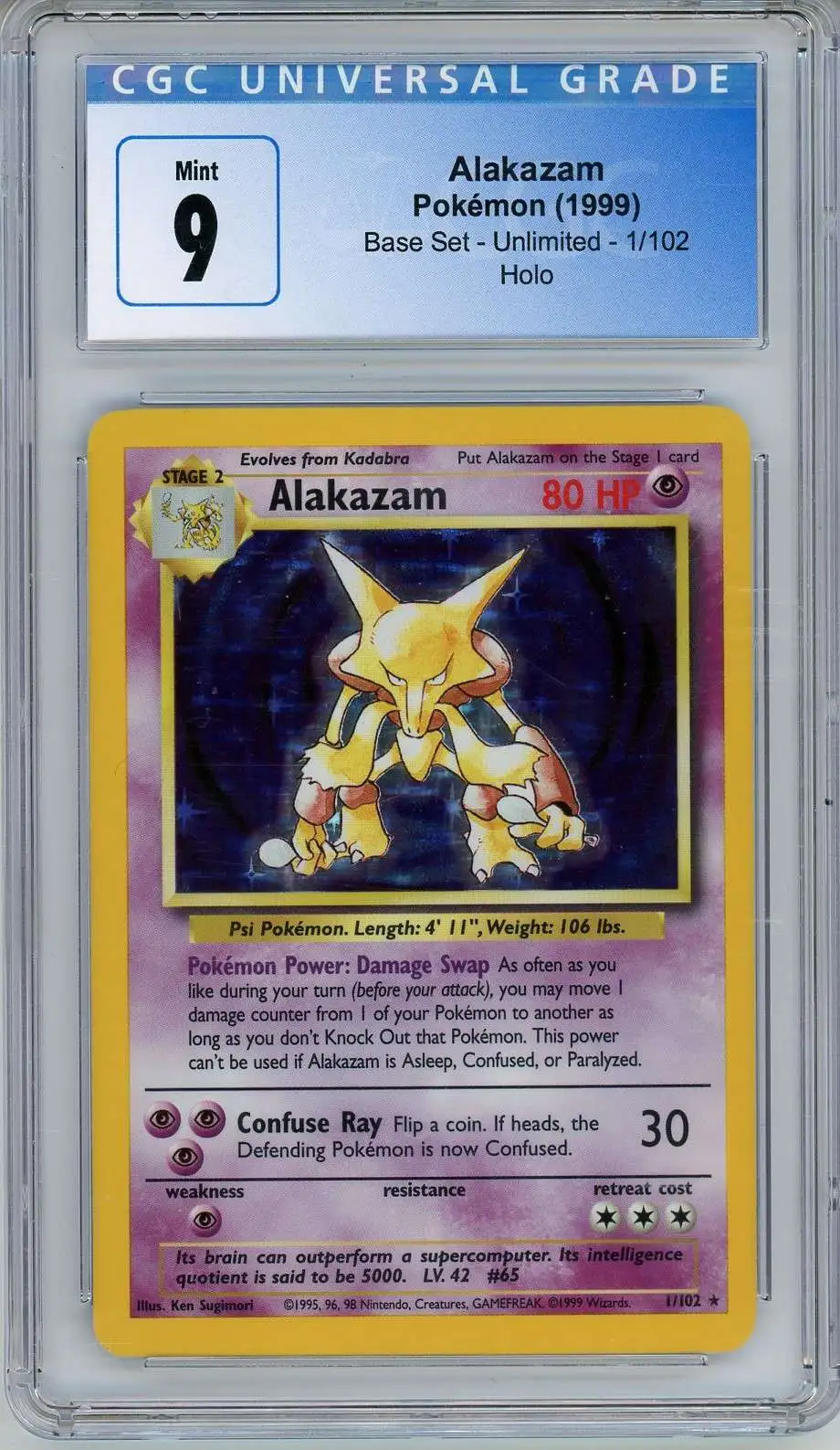 Pokemon Base Set Holo Rare Alakazam #1 [CGC 9.0]