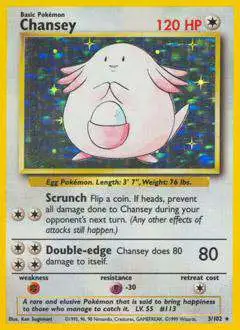 Pokemon Base Set Holo Rare Chansey #3 [Shadowless] [Heavily Played]