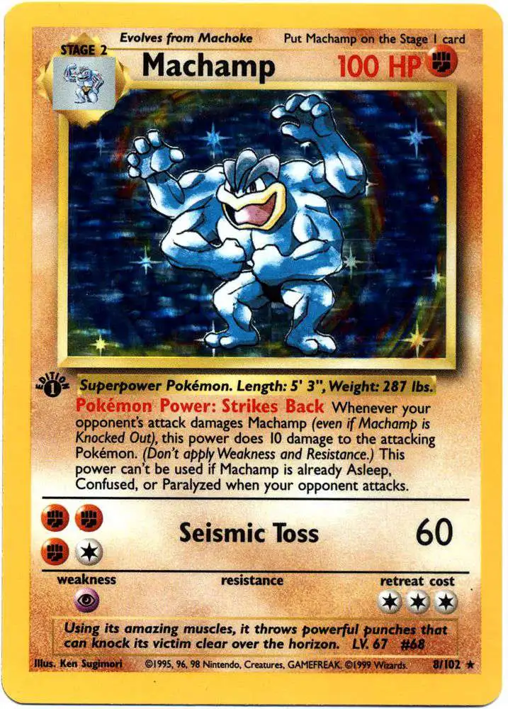 Pokemon Base Set Holo Rare Machamp #8 [1st Edition (Lightly Played)]