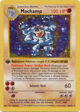 Pokemon Base Set Holo Rare Machamp #8 [1st Edition Shadowless Damaged]
