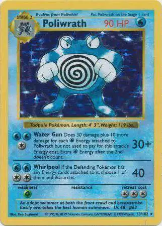 Pokemon Base Set Holo Rare Poliwrath #13 [Shadowless] [Lightly Played]