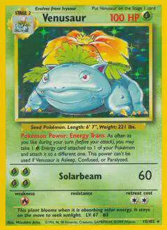 Pokemon Base Set Rare Holo Venusaur #15 [Lightly Played]