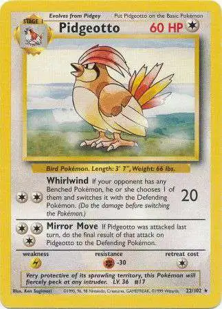 Pokemon Base Set Rare Pidgeotto #22