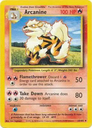 Pokemon Base Set Uncommon Arcanine #23