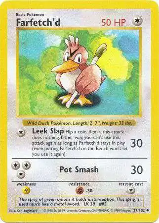 Pokemon Base Set Uncommon Farfetch'd #27 [Shadowless]