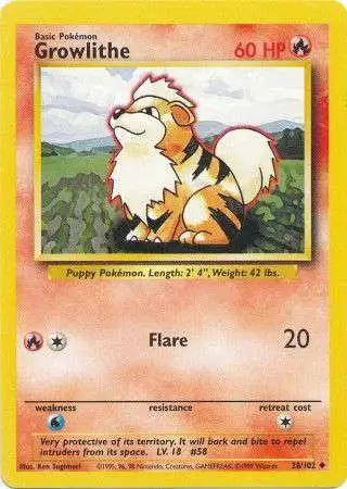 Pokemon Base Set Uncommon Growlithe #28 [Moderately Played]