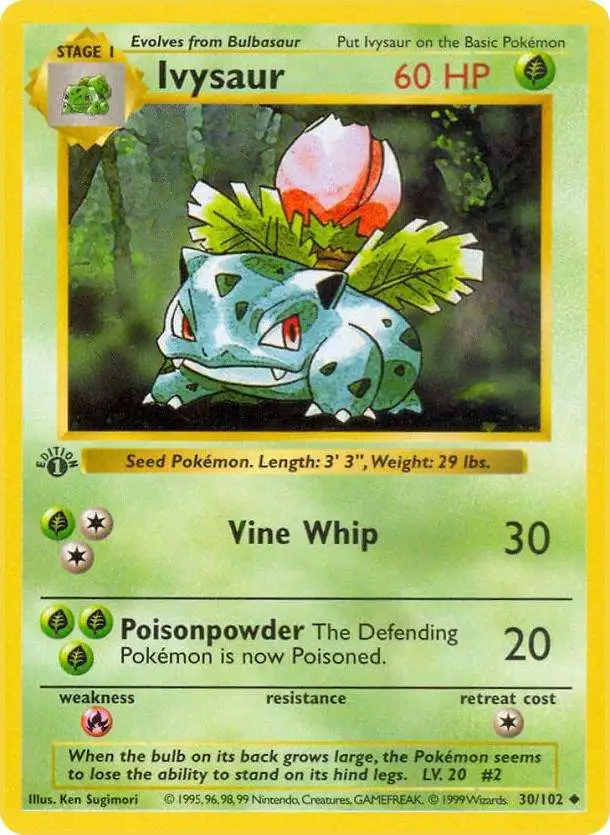 Pokemon Base Set Uncommon Ivysaur #30 [1st Edition] [Lightly Played]