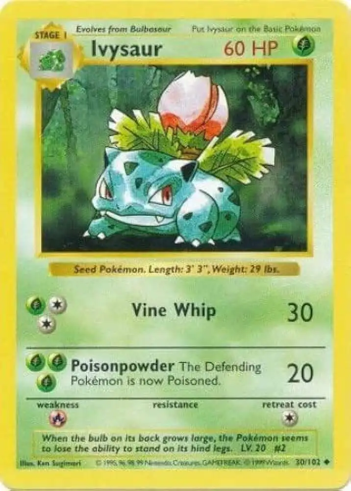 Pokemon Base Set Uncommon Ivysaur #30 [Shadowless] [Lightly Played]